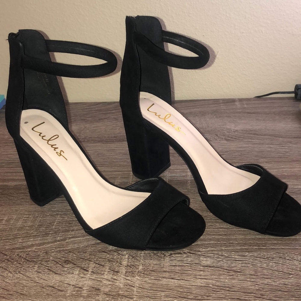 Black ankle strap heels